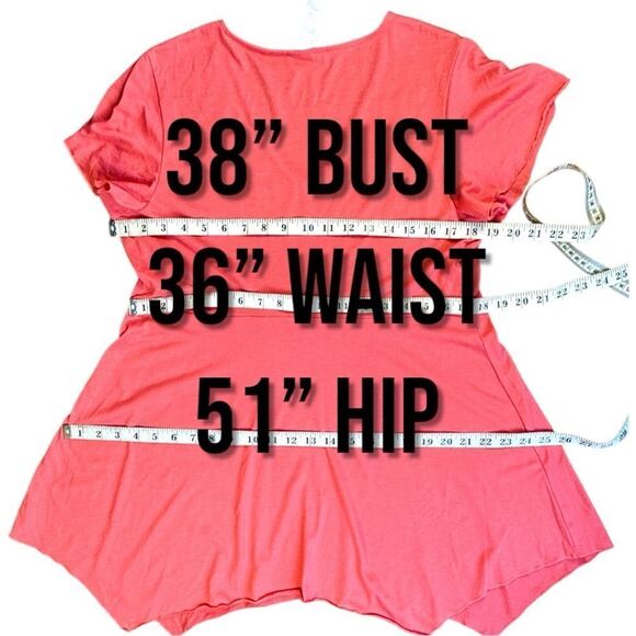 Avon Watermelon Pink Flutter Sleeve Studded Embellished Peplum Tunic Sz XL - Picture 8 of 9